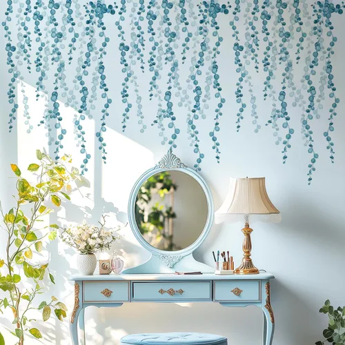 Miniatura 12 de Calcomanías de pared de flores y hojas para despegar y pegar, calcomanías grandes de vinilo floral para colgar, vid extraíble, decoración del hogar