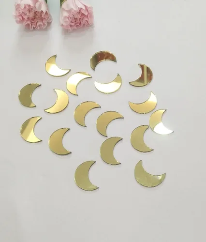 Miniatura 5 de 100 piezas de mosaico de espejo en forma de luna, mini mosaico de vidrio, mosaico de espejo para manualidades, azulejos de bricolaje para arte