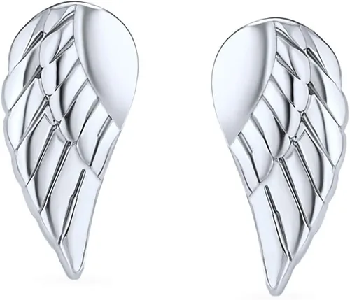 Miniatura 2 de Delicado pequeño protector espiritual con alas de ángel guardián, pendientes de tuerca de pluma, cartílago, hélice, lóbulo de oreja, doble piercing