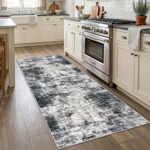 Miniatura 773 de IOHOUZE Alfombra abstracta lavable de 3 x 12 pies para pasillos, antideslizante para cocina, camino de entrada de lana sintética para interiores