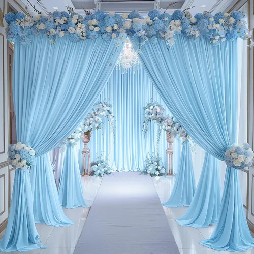Miniatura 68 de Cortinas de fondo azul bebé de 8 x 10 pies para bodas, cortinas de fondo de poliéster sin arrugas, para baby shower, fiestas de cumpleaños