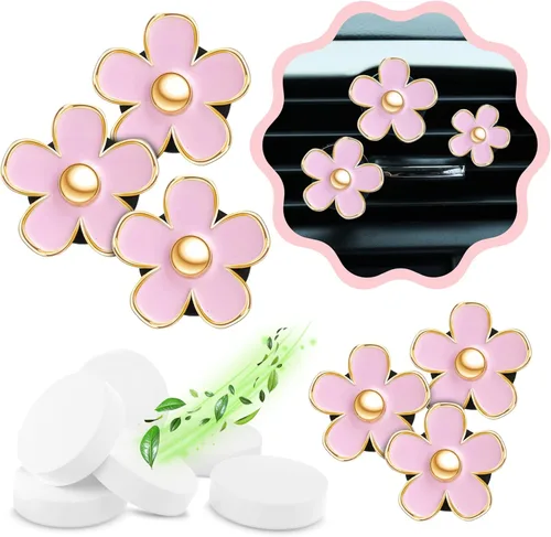 Miniatura 9 de 6 piezas de decoración de automóvil con flores de margarita, clip de ventilación de aire con flores, clip de salida de aire acondicionado, clip