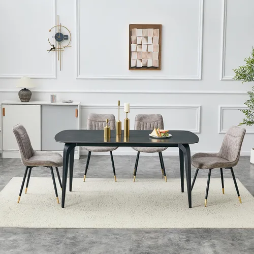 Miniatura 45 de Modern Dining Table Set for 4,50" Sintered Stone Table Set for 4,Marble Dining Table Set of 4 with Upholstered Chair,5 Piece Rectangular Dining Room