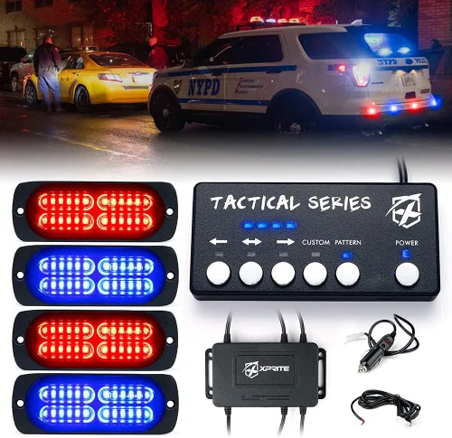 Miniatura 8 de Xprite - Kit de luces estroboscópicas LED ámbar de 24 piezas con panel de control, montaje en superficie, luz de advertencia de emergencia
