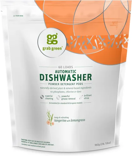 Miniatura 17 de Grab Green Cápsulas de detergente automático para lavavajillas, 132 unidades, aroma a hierba de limón mandarina, a base de plantas y minerales