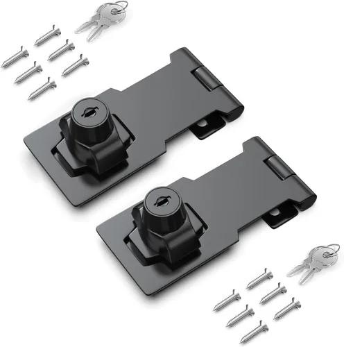 Miniatura 8 de Cerradura de cerrojo con llave de 2.5 pulgadas para armarios y puertas pequeñas, diseño de perilla giratoria, aleación de zinc resistente con hierro