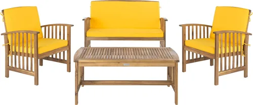 Miniatura 17 de Safavieh - Rocklin - Juego de 4 piezas para patio y exteriores (almohadas incluidas), colores gris y beige PAT7007H Gris/Beige/Rayas