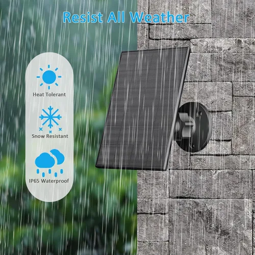 Miniatura 4 de Panel solar de 2 W para cámara de seguridad al aire libre, cargador USB/USB-C con IP65 impermeable, montaje ajustable de 360° y cable de 7.2 pies