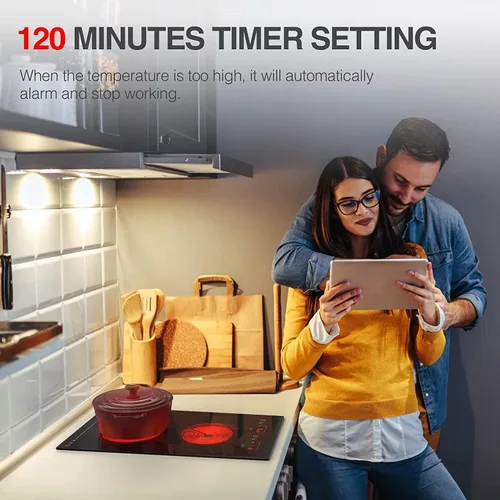 Miniatura 8 de Placa de cocina eléctrica, 2 quemadores, estufa eléctrica de 3000 W, enchufe de 12 pulgadas, encimera de quemador de 220 a 240 V y 9 niveles