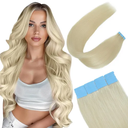 Miniatura 8 de Extensiones de cabello humano con cinta, color borgoña #99J, sin costuras, trama de piel, invisible, color rojo vino, extensiones de cabello lacio