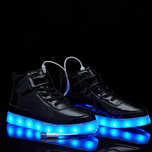 Miniatura 3 de Zapatos con luz LED para niños, carga USB, luz intermitente, zapatos deportivos de caña alta para niños y niñas, unisex