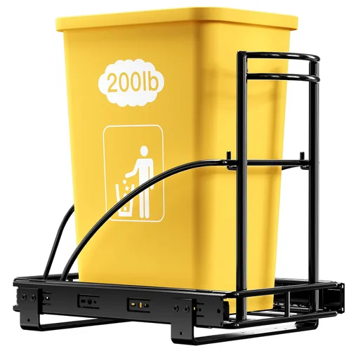 ANASTA Cubo de Basura Extraíble Individual Bajo Gabinete 7-13 Gal, Cubo de Basura Resistente Bajo Fregadero, Contenedor de Residuos Deslizante de