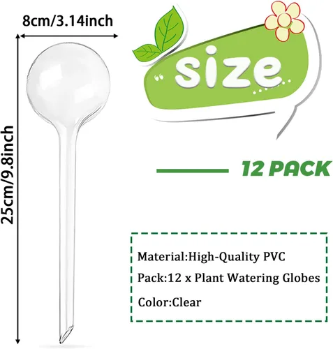 Miniatura 2 de Gddochn 12 piezas, globos de riego transparentes para plantas, bombillas de riego automático de plástico para jardín, globos de riego automático