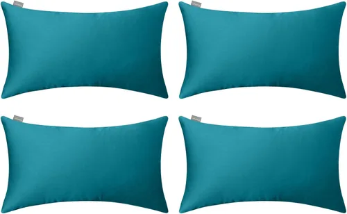 Miniatura 76 de Thmyo - Paquete de 4 fundas de almohada decorativas de 100 % algodón para lumbar, cómodas, sólidas, para Navidad/Halloween, fundas de cojín Blanco