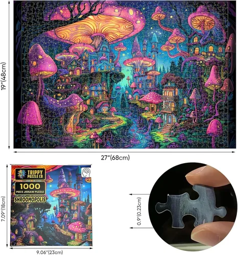 Miniatura 3 de Rompecabezas de 1000 piezas para adultos, rompecabezas imposibles, difíciles, desafiantes para adultos, colección de ciudades (Mystical Manhattan)