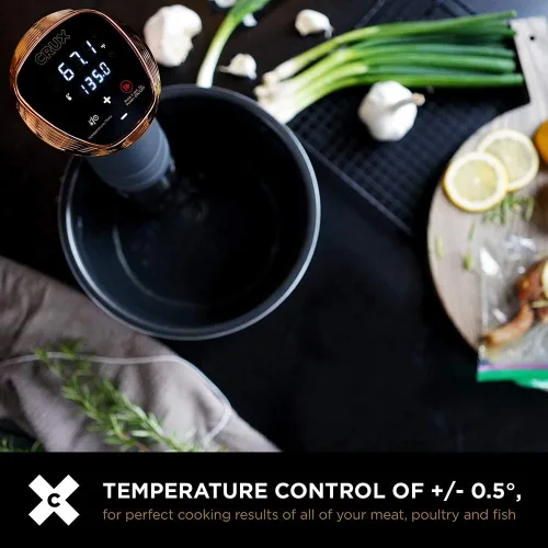 Miniatura 6 de Crux Sous Vide - Cocina de precisión, cocina lenta de estilo profesional saludable, bomba silenciosa de 360 grados, pantalla táctil retroiluminada