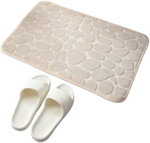 Alfombra antideslizante de Baño con Relieve de Adoquines, Alfombras Antideslizantes En Lavabo, Alfombra De Suelo Lateral De Bañera, Felpudo De