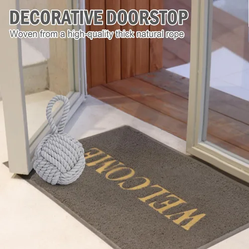 Miniatura 5 de Pomeat Tope de puerta decorativo náutico con base pesada de cuerda, tope de puerta resistente para cuña de ventana del hogar, 6 pulgadas (gris)