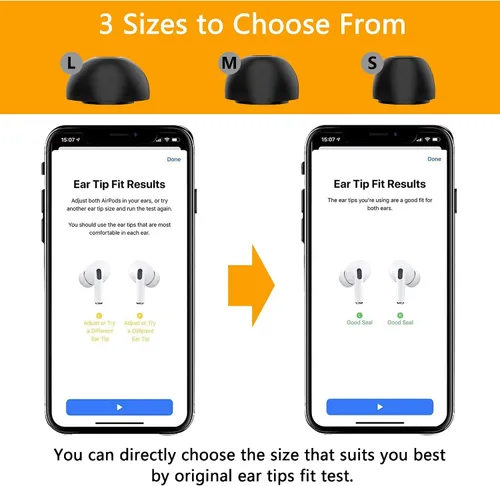 Miniatura 5 de KASOTT Almohadillas híbridas de espuma viscoelástica y silicona mejoradas para AirPods Pro de 1ª y 2ª generación, ultra cómodas, orejas Negro