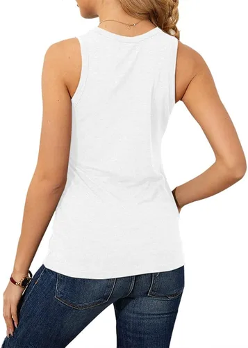 Miniatura 4 de Langwyqu Camisetas sin mangas con cuello redondo para mujer, estilo casual, holgadas, para verano