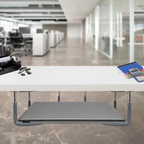 Miniatura 6 de TidyFriend - Soporte de goma para laptop debajo del escritorio, 3 estantes en 1 juegos, soporte para laptop debajo del escritorio, organizador
