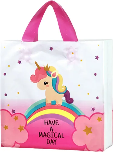 Miniatura 26 de 50 bolsas de plástico de 9.8 x 11.8 pulgadas, bolsas de compras al por menor, bolsas de boutique con asas, hermoso día (más patrones disponibles)