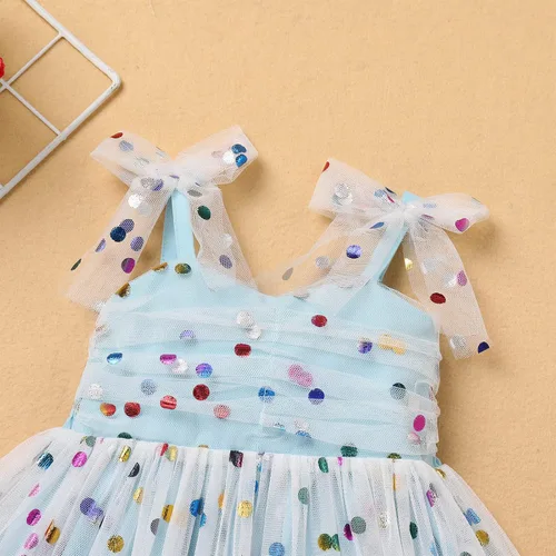 Miniatura 3 de Vestido tutú de verano para niñas pequeñas, sin espalda, vestido de princesa para fiesta de cumpleaños, lentejuelas, con volantes, tul con lazo