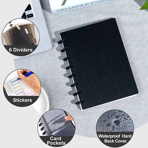 Miniatura 3 de Cuaderno de espiral encuadernado en disco Yoment Personalizable Diario en espiral recargable Cuaderno de 5 asignaturas con páginas removibles 120
