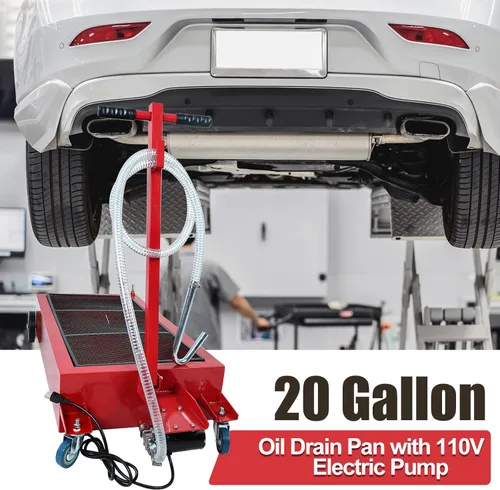 Miniatura 2 de Bandeja de drenaje de aceite de perfil bajo de 20 galones con bomba eléctrica de 110 V, manguera de 8 pies para camiones, automóviles, SUV