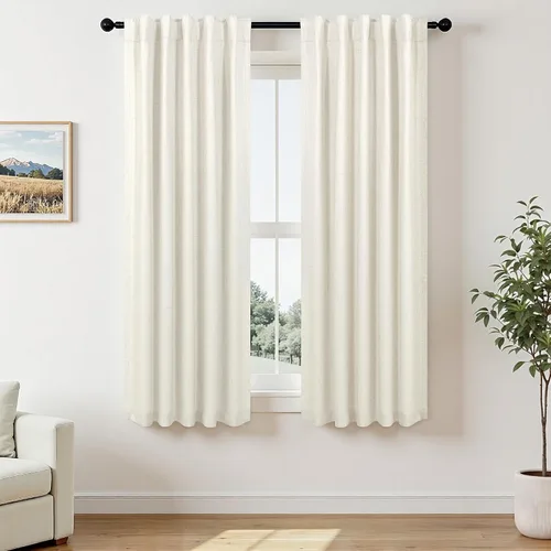 Miniatura 56 de Pitalk Cortinas cortas 100% opacas de lino para cafetería, 40 pulgadas de largo, 2 paneles, cortinas de puerta francesa para ventana, cortina