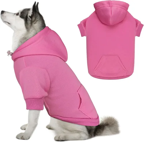 Suéteres para perros grandes, suéter con capucha para perro de vellón cepillado suave sólido, ropa para mascotas, sudadera con capucha para mascotas