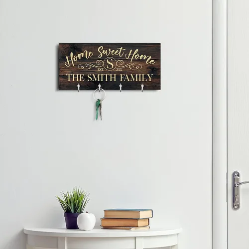 Miniatura 3 de Llavero personalizado para pared, colgador de llaves personalizado con apellido 12 diseños, 8 opciones de fondo Regalos de inauguración