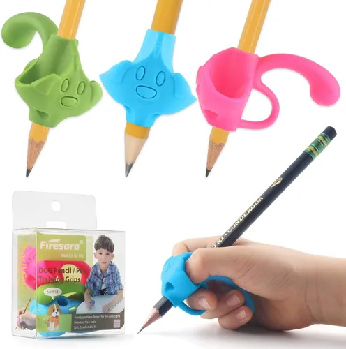 Miniatura 13 de Firesara - Empuñaduras de entrenamiento para lápiz, agarre de entrenamiento para niños, ergonómico, 5 dedos, juegos fijos para corrección de postura