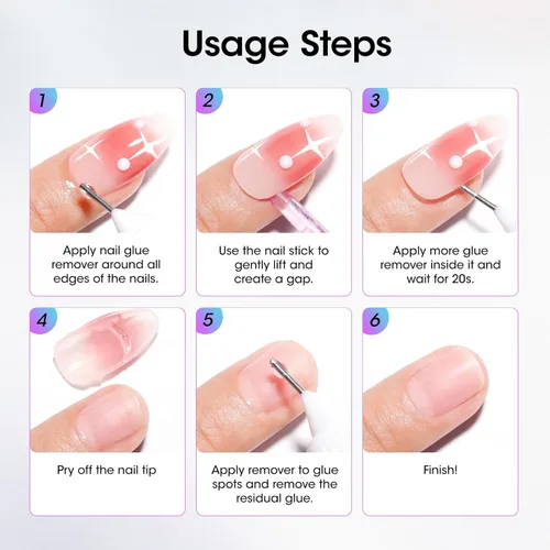 Miniatura 7 de Gellen Pinpoint - Removedor de pegamento de uñas para prensas, 0.68 onzas líquidas sin acetona, removedor de pegamento suave, removedor