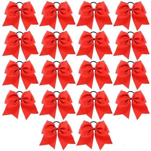 Miniatura 7 de 18 PCS 8" Large American Flag Cheer Hair Bows Ponytail Holder Elastic Band Handmade for Cheerleaders Teen Girls College Sports