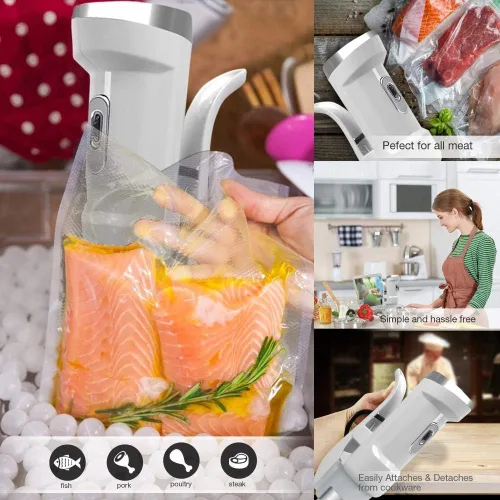 Miniatura 4 de NutriChef Cocina Sous Vide ultra silenciosa, circulador de inmersión térmica de 1200 W, pantalla LCD digital de hora y temperatura precisa, acero