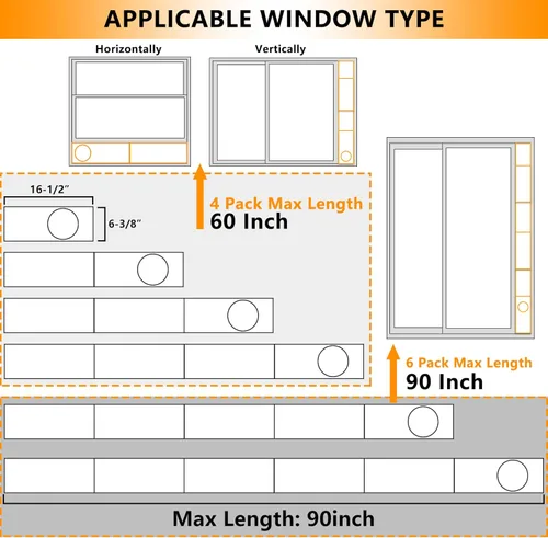 Miniatura 3 de LBG Products Kit de puerta corrediza de aire acondicionado portátil, placas de sellado de longitud ajustable de hasta 90 pulgadas, kit