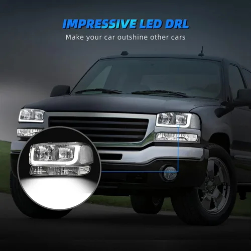 Miniatura 6 de AUTOSAVER88 Conjunto de faros LED DRL Compatible con 99-06 GMC Sierra 1500 2500/01-06 Sierra 1500HD 2500HD 3500/2007 Sierra 1500 1500HD 2500HD 3500