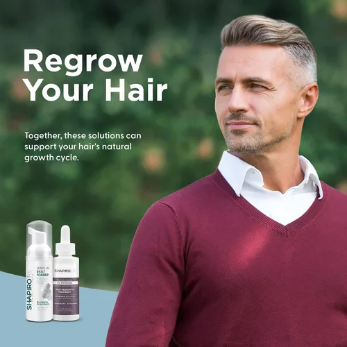 Miniatura 2 de Shapiro MD Hair Growth Experts Kit de viaje para hombre para rebrote: espumador sin enjuague, 5% de minoxidil. Logra un cabello más grueso, más