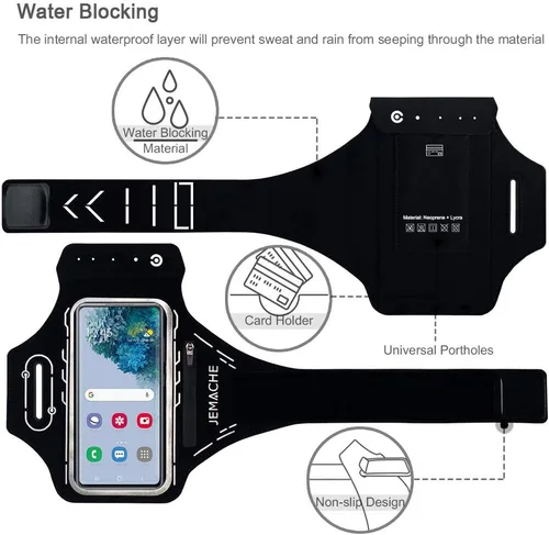 Miniatura 6 de Brazalete para Samsung Galaxy S26 S25 S24 S23 S22 Ultra/Plus/FE, gimnasio Running Entrenamientos Brazo Band con soporte para auriculares (negro)
