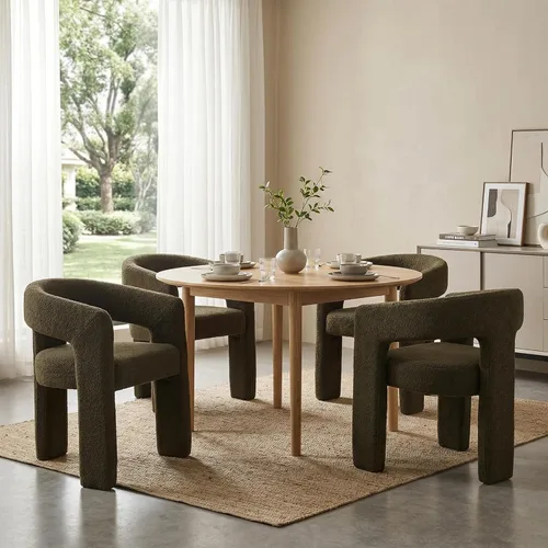 Miniatura 20 de HNY Silla moderna de cocina y comedor de estilo barril, silla de acento tapizada en cuero sintético PU con brazo, silla de lado de 47 cm de ancho