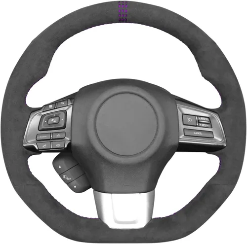 Miniatura 30 de MEWANT Funda de volante de automóvil transpirable cosida a mano para Subaru WRX 2015-2021 / WRX STI 2015-2021, accesorios para volante Subaru WRX