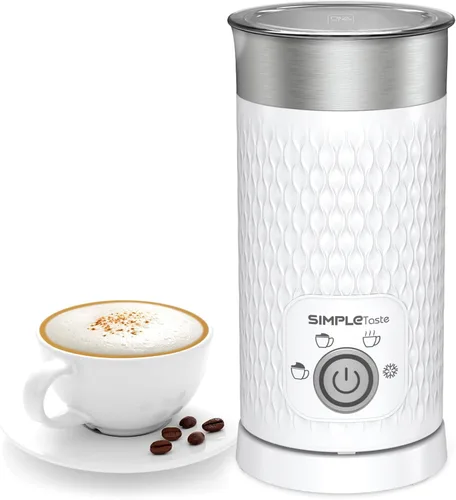 SIMPLETASTE Espumador de leche, vaporizador eléctrico 4 en 1, máquina automática de espuma caliente y fría y calentador de leche para café con