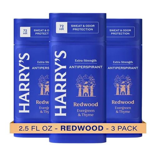 Harry's Desodorante antitranspirante extra fuerte, antitranspirante para control del sudor y el olor para hombres, secuoya, 2.5 onzas, paquete de 3