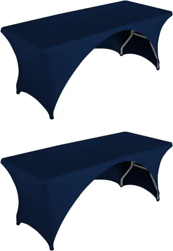 Miniatura 22 de LZY Paquete de 2 manteles ajustables para mesas plegables de 6 pies, espalda abierta, manteles rectangulares de elastano/elástico/elásticos