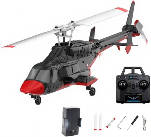 Miniatura 10 de Modelo de helicóptero RC, A61 escala 1/53 Air-Wolf 2.4G 4CH avión RC de un solo rotor con retención de altitud de flujo óptico