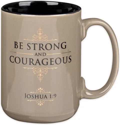 Miniatura 22 de Christian Art Gifts Taza grande de cerámica inspiradora con escritura bíblica para café y té para hombres: Versículo bíblico que anima al hombre