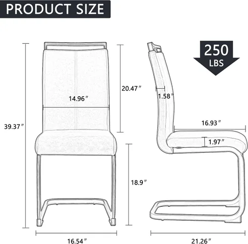 Miniatura 2 de Juego de sillas de comedor gopop, sillas modernas de metal para cocina con asiento acolchado de piel sintética, respaldo alto y patas de cromo