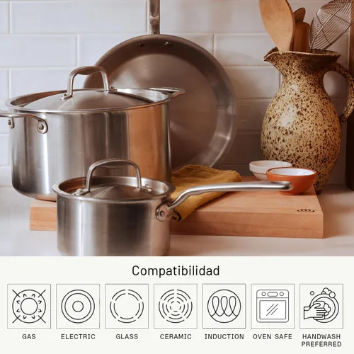 Miniatura 3 de Made In Utensilios de Cocina - Juego de 6 Piezas de Utensilios de Cocina de Acero Inoxidable - Revestimiento de 5 Capas - Incluye Sarténes, Cacerola