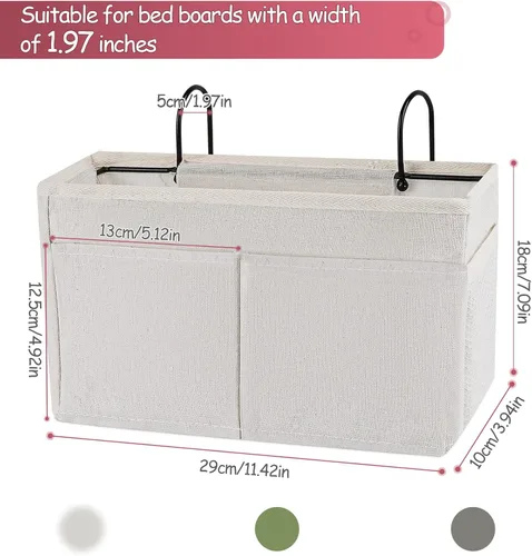 Miniatura 2 de Almacenamiento colgante de mesita de noche con soporte para botella de agua para litera, cama de hospital, dormitorios (blanco)